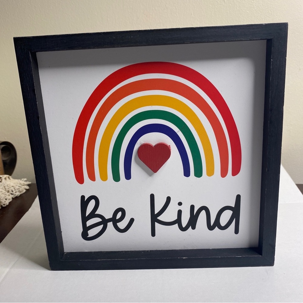 Eccolo Framed “Be Kind” Rainbow Wall Sign